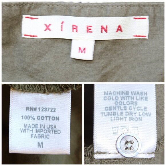 Xirena Kynsley Poplin Midi Dress Army Green M Pockets Cotton Adjustable Straps - Picture 5 of 12